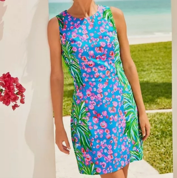 Lilly Pulitzer Dresses & Skirts - Lilly Pulitzer Mila Stretch Shift Dress Turquoise Shore I Spy Engineered Sz 8